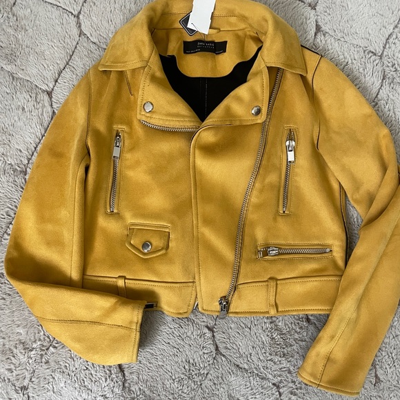 Zara Jackets & Blazers - Zara basic Yellow moto jacket